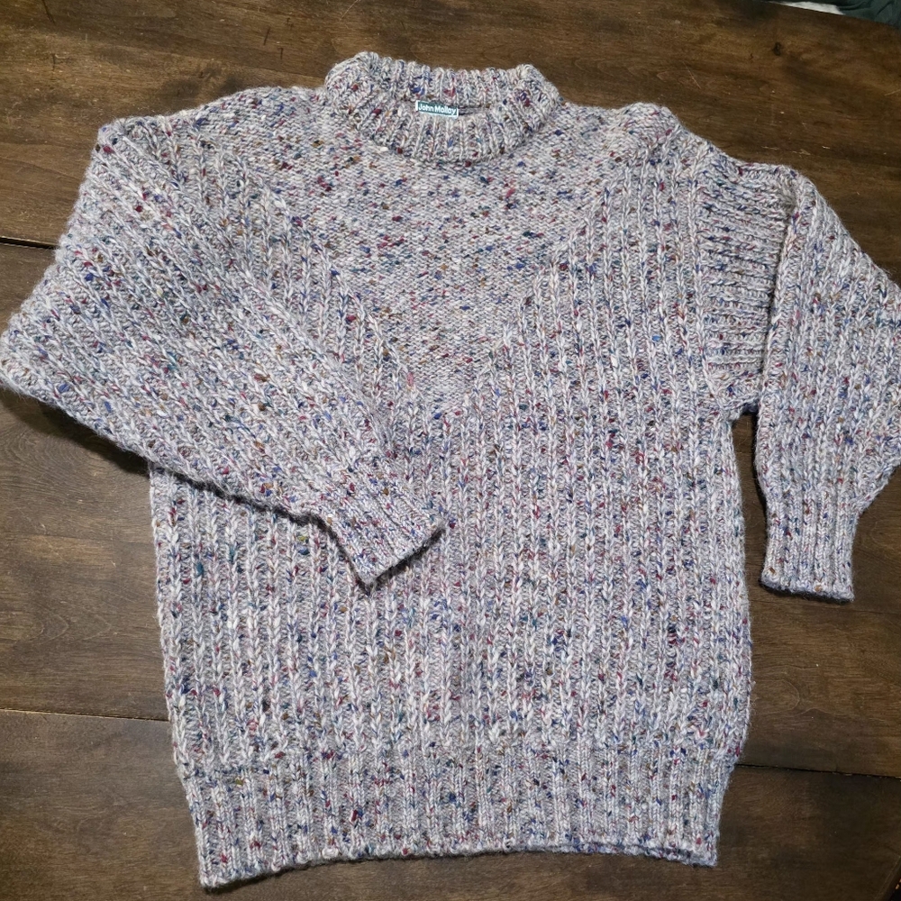Vintage John Molloy 100% Pure Virgin Wool Donegal Tweed Sweater Unisex M-L